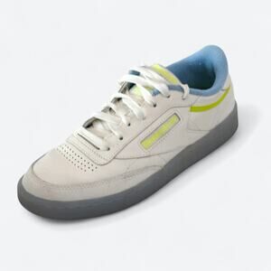Reebok Classic Women’s 7.5 Club C 85 Retro Shoes Sneakers White, Blue, Yellow